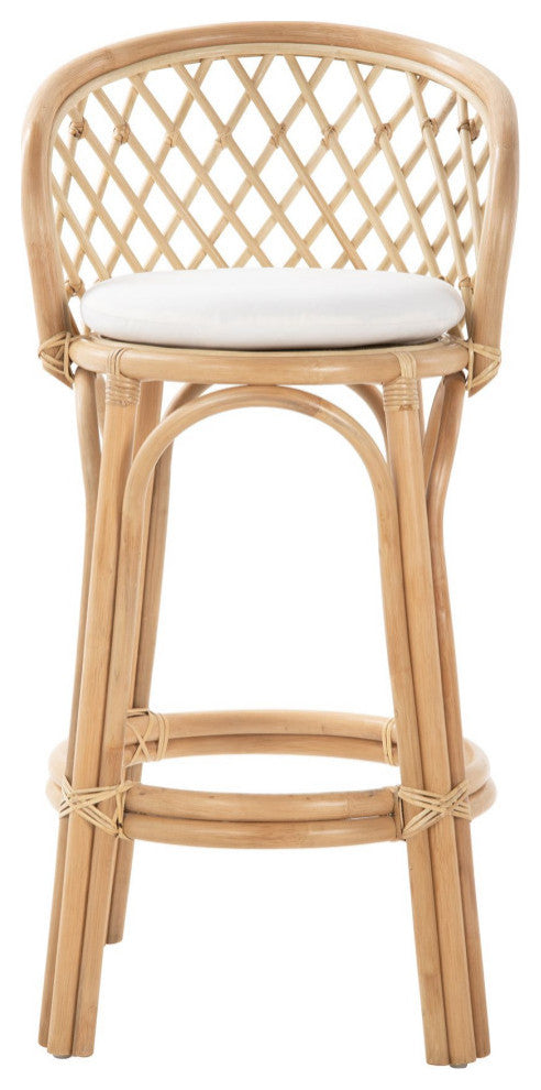 Rattan Criss-Cross Bar Stool, Natural