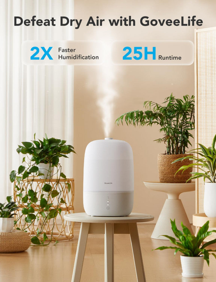 Smart Humidifiers for Bedroom, 3L Top Fill Cool Mist Humidifiers With Essential.