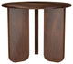 Round Mango Wood End Table With 3 Legs, Brown