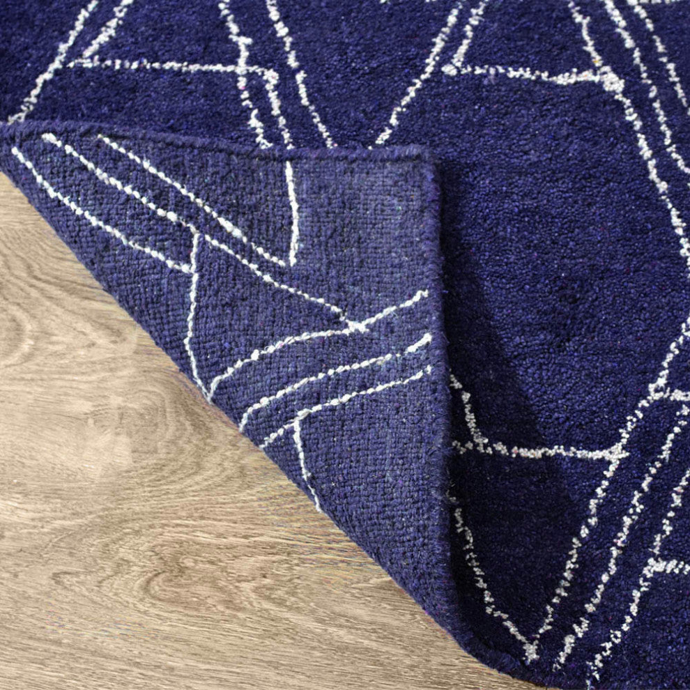HAND KNOTTED LOOM SILK ECO-FRIENDLY RUGS-5'x8',Rectangle,Blue Beige,Contemporary