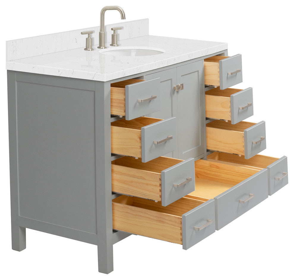 Ariel Cambridge 54" Single Oval Sink Vanity, Carrara Quartz