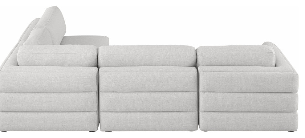 Beckham Linen Textured Fabric 4-Piece Modular L-Shaped Sectional, Beige