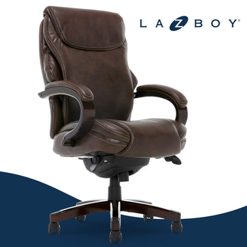 La-Z-Boy Hyland Executive Office Chair with AIR Lumbar Technology Mahogany Brown