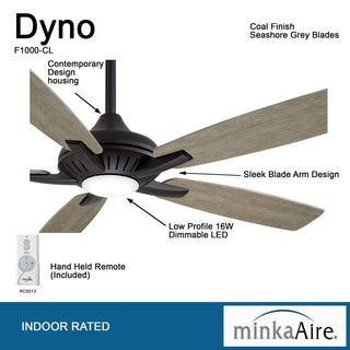MinkaAire White Dyno 52" 5-Blade Indoor LED Ceiling Fan w/ Remote