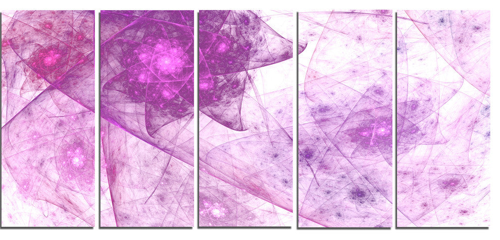 Light Purple Rotating Polyhedron, Abstract Canvas Wall Art, 60"x28", 5 Panels