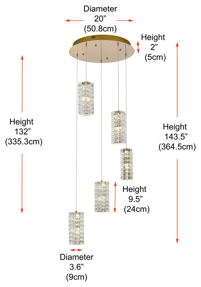 Home Living 20" LED Pendant, Satin Gold