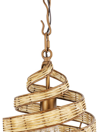 Flow 1-Lt Twist Pendant - Baguette/Natural Rattan