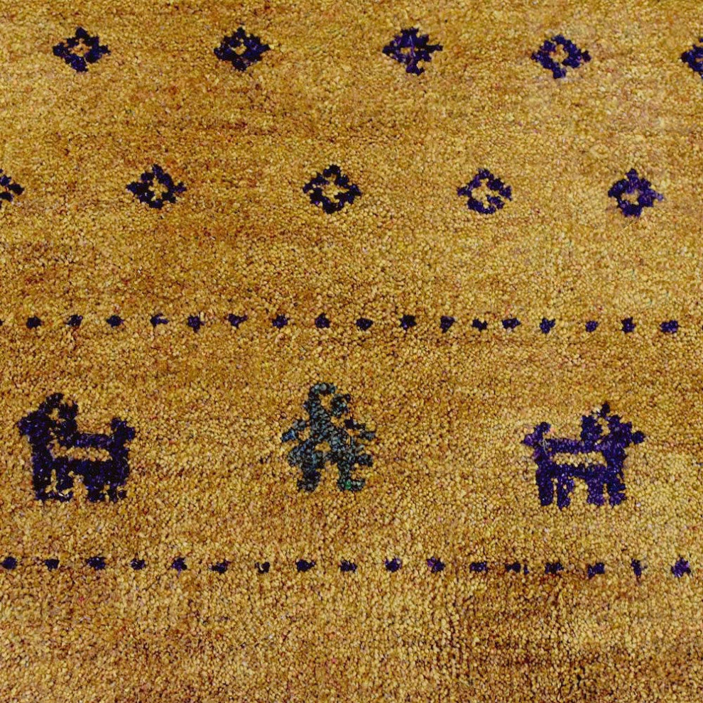 HAND KNOTTED LOOM SILK ECO-FRIENDLY AREA RUGS -5'x8',Rectangle,Gold,Contemporary