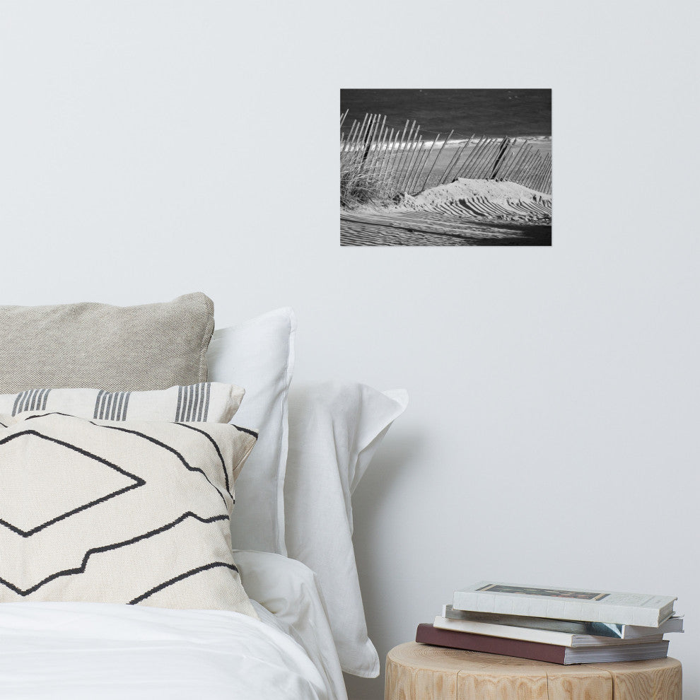 Sandy Beach Fence Landscape Photo, Beach Unframed Wall Art Print, 12" X 16"