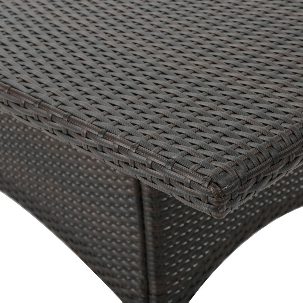 GDF Studio 7-Piece Hendrickson Outdoor Multi-brown Wicker Rectangular Dining Set