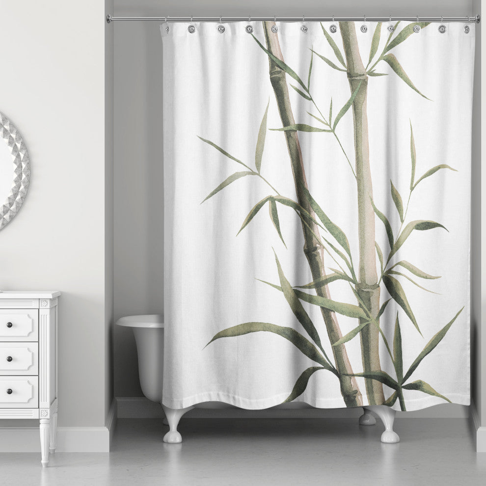 Bamboo Watercolor 2 71x74 Shower Curtain