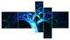 Magical Blue Psychedelic Tree, Abstract Canvas Art Print, 60"x32", 5 panels