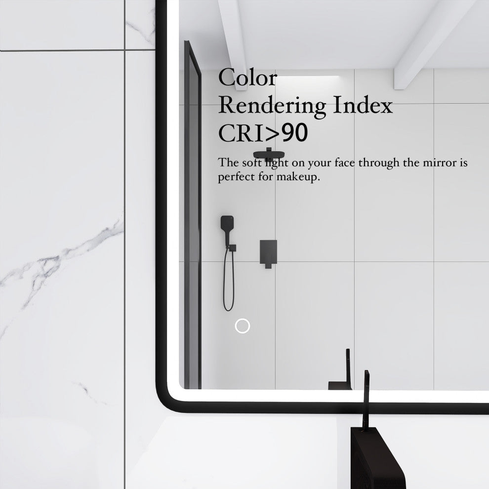 Rectangular Framed Wall-Mount Anti-Fog LED Light Bathroom Vanity Mirror