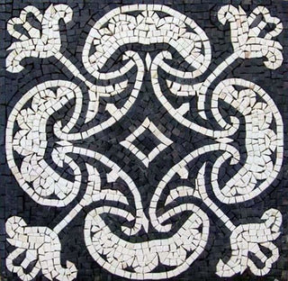 Black/White Mosaic, Heart of Herat, 19"x19"