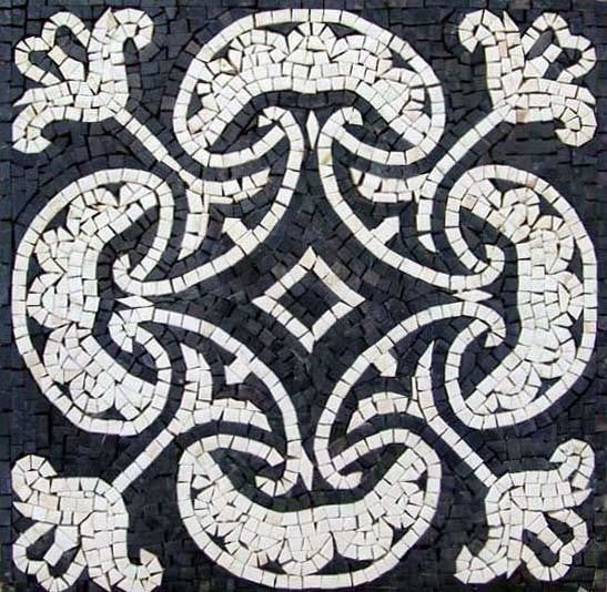 Black/White Mosaic, Heart of Herat, 19"x19"