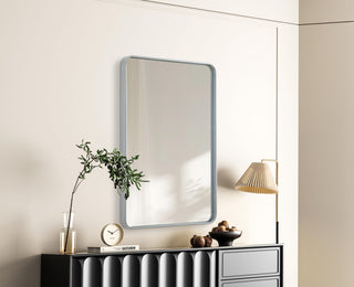 Home Living Contour Metal Rectangle Mirror 28x42, Silver