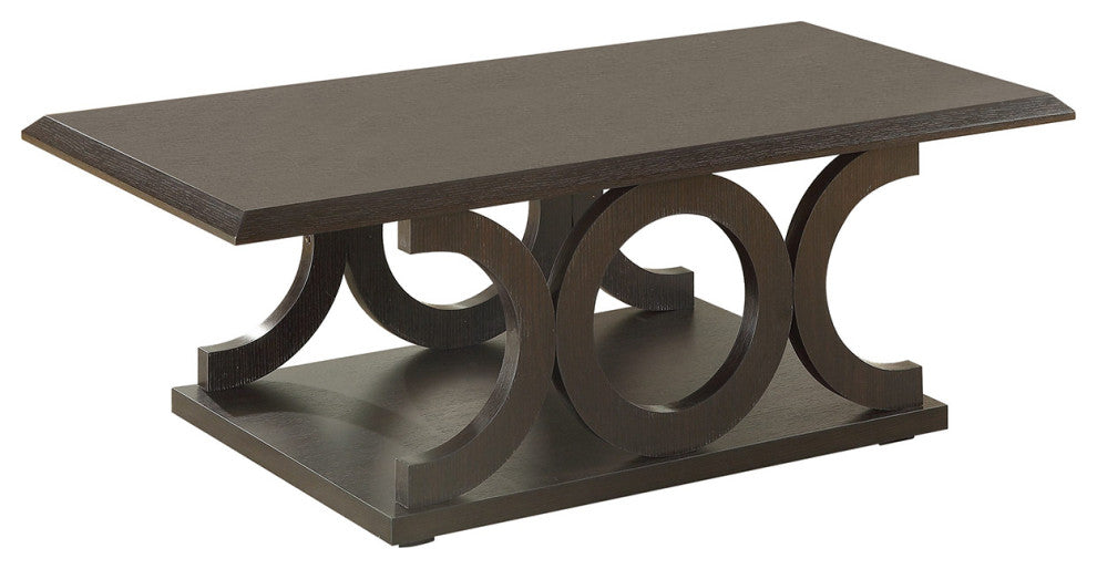 C-Shape Base Coffee Table, Cappuccino