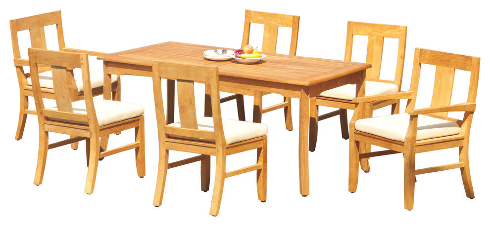 7-Piece Outdoor Patio Teak Dining Set: 83" Rectangle Table & 6 Osbo Chairs