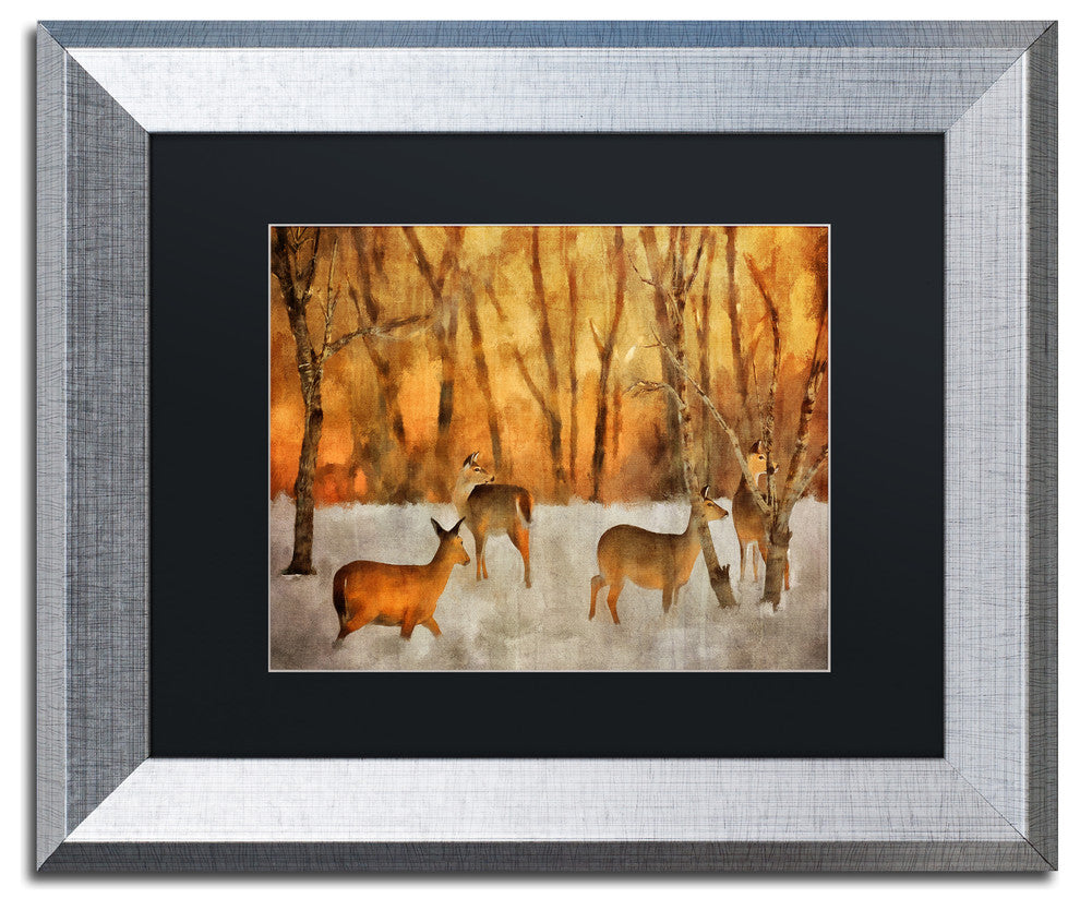 Bryan 'Creatures of a Winter Sunset' Art, Silver Frame, Black Matte, 14"x11"