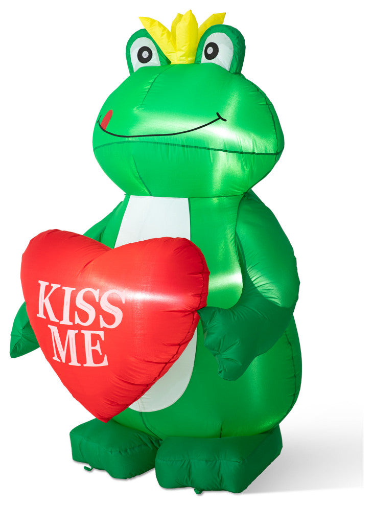 6'H Lighted Valentine's Inflatable Frog With Heart Decor