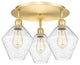Cindyrella-3 Light 20" Flush Mount-Satin Gold, Seedy Glass Shade