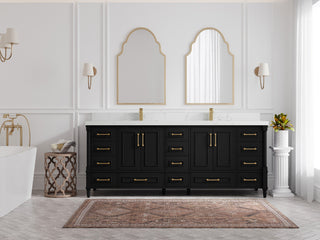 Aberdeen 84 Double Sink Bath Vanity in Black 2" Empira Quartz