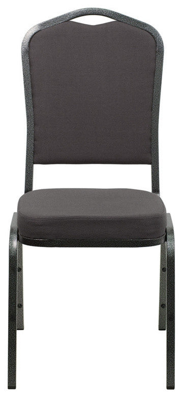 Crown Back Stacking Banquet Chair in Gray Fabric - Silver Vein Frame