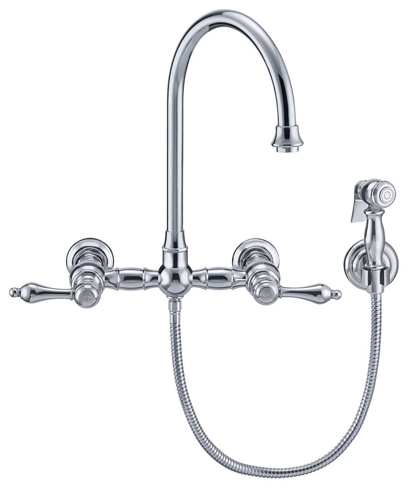 Vintage III Plus Wall Mount Faucet With a Long Gooseneck Swivel Spout, Lever Ha