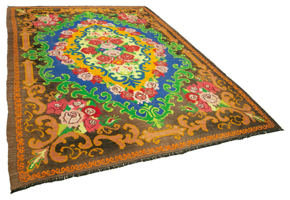 Rug N Carpet - Handmade Moldovian 6' 11'' x 10' 3'' Antique Rose Kilim Rug
