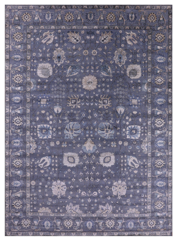10' 1" X 14' 1" Wool & Silk Persian Hand Knotted Rug - Q15548