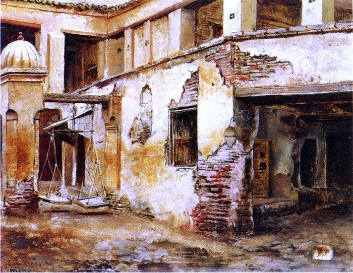 Edwin Lord Weeks Courtyard in Morocco, 21"x28" Wall Decal