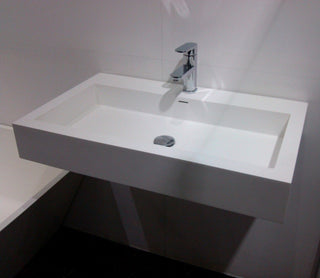 ADM Rectangular Wall Mounted Sink, White, 32", Matte White