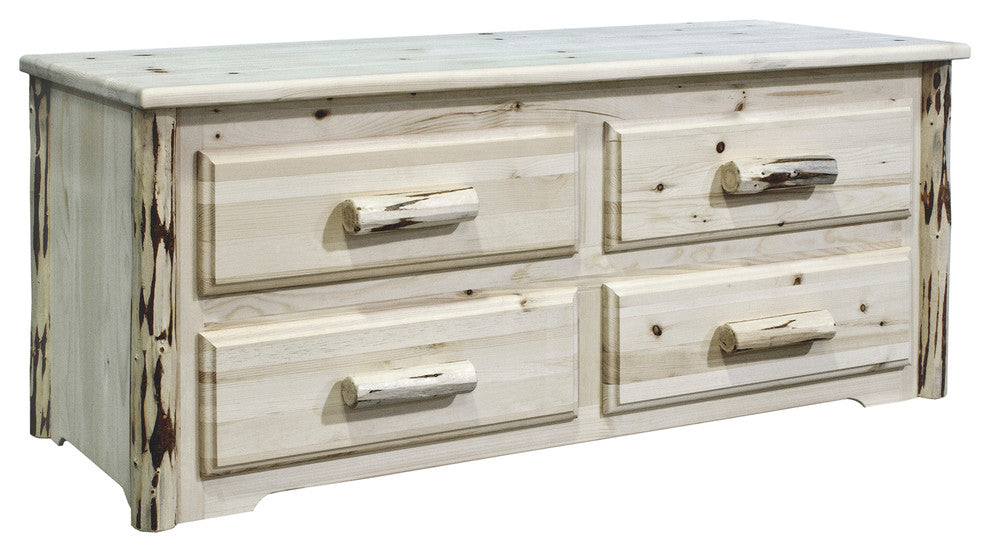 Montana Collection 4-Drawer Sitting Chest, Clear Lacquer Finish