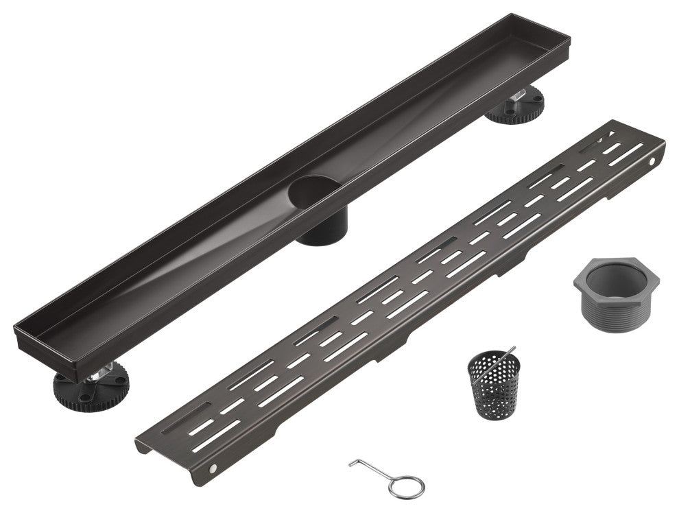 Linear Floor Drain with Removable Decorative Cover UPC certified, Venetian Bronze, 12"