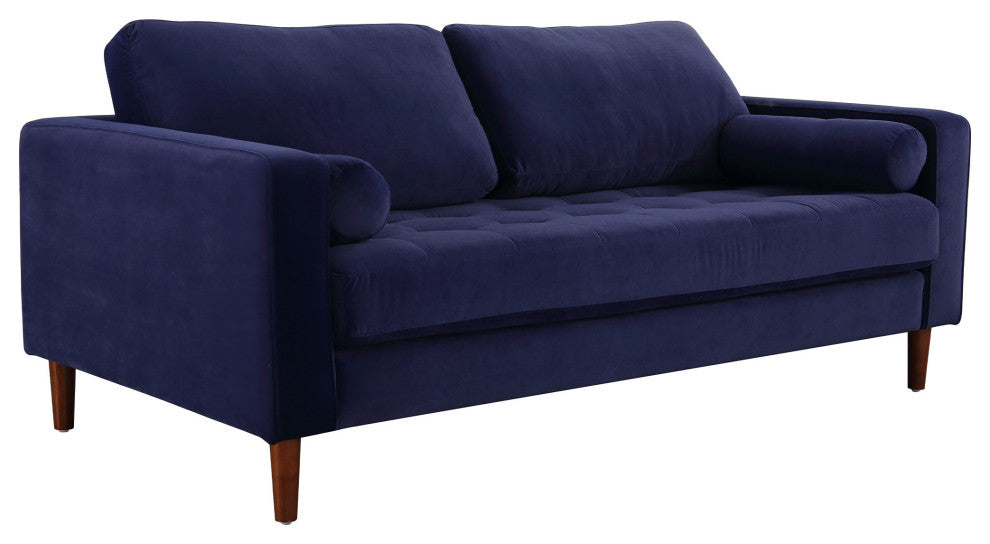 Frederick Modern Contemporary Velvet Loveseat, Blue