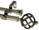 Twist Double Curtain Rod, Antique Brass, 120"-170"