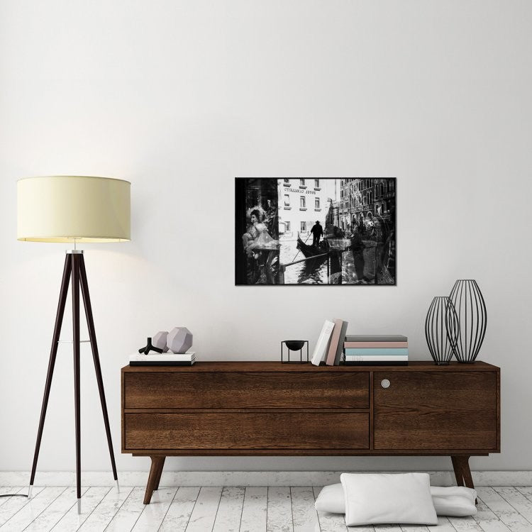"Venice Reflections" Framed Canvas Giclee by Sasa Krusnik, 37x25"