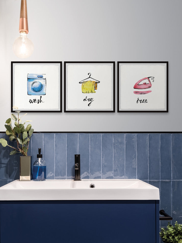 Wash, Dry and Iron Triptych, 3-Piece Set, 32x32 Panels