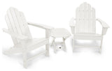 Polywood Long Island Adirondack 3-Piece Set, White