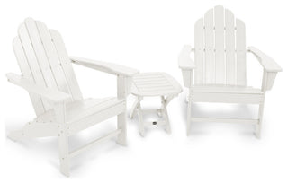 Polywood Long Island Adirondack 3-Piece Set, White