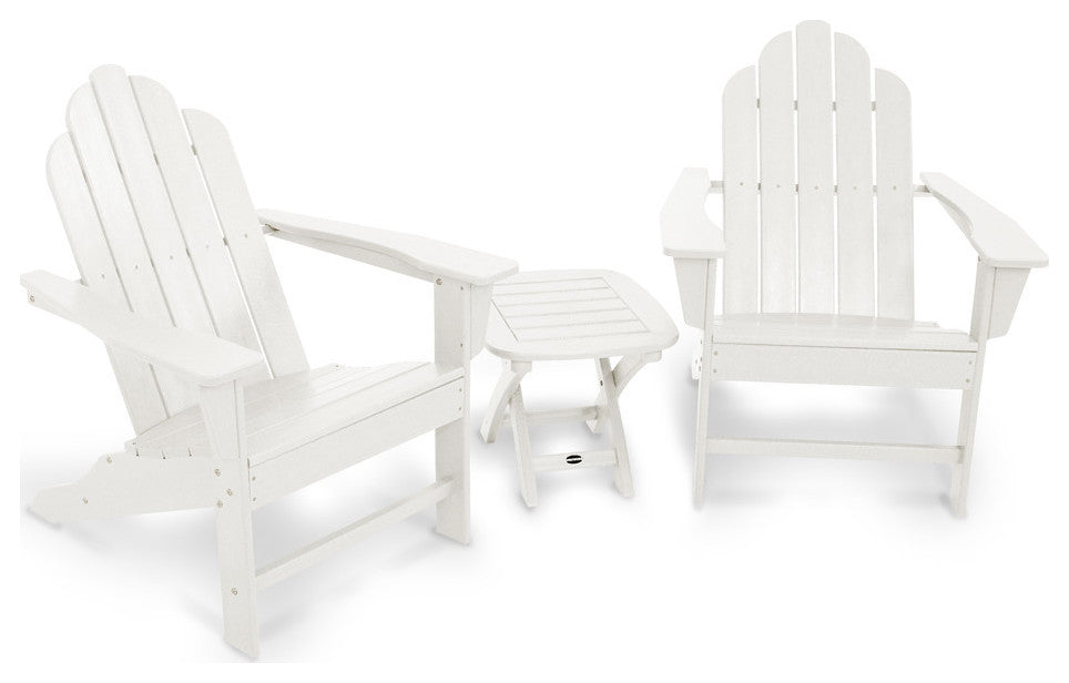 Polywood Long Island Adirondack 3-Piece Set, White
