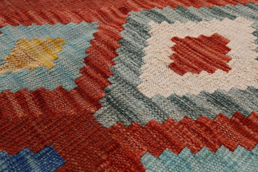 2' 8" X 9' 9" Runner Kilim Flat Weave Reversible Wool On Wool Rug - Q12555