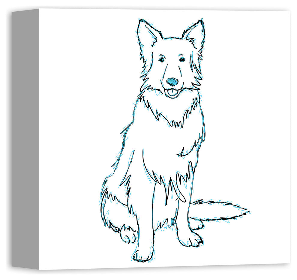 Designs Direct Shaggy Dog Blue 12x12 Canvas Wall Art