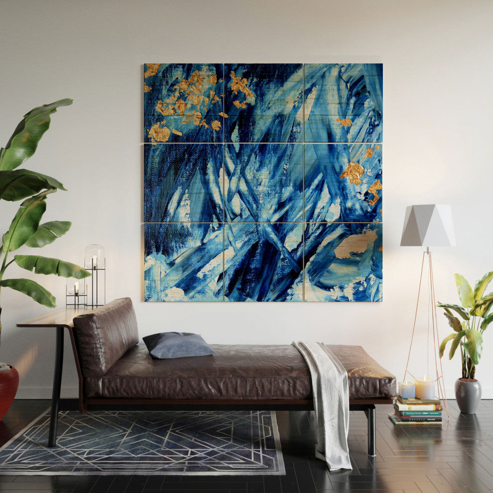 Allyson Johnson Indigo Abstract Ll Wood Wall Mural