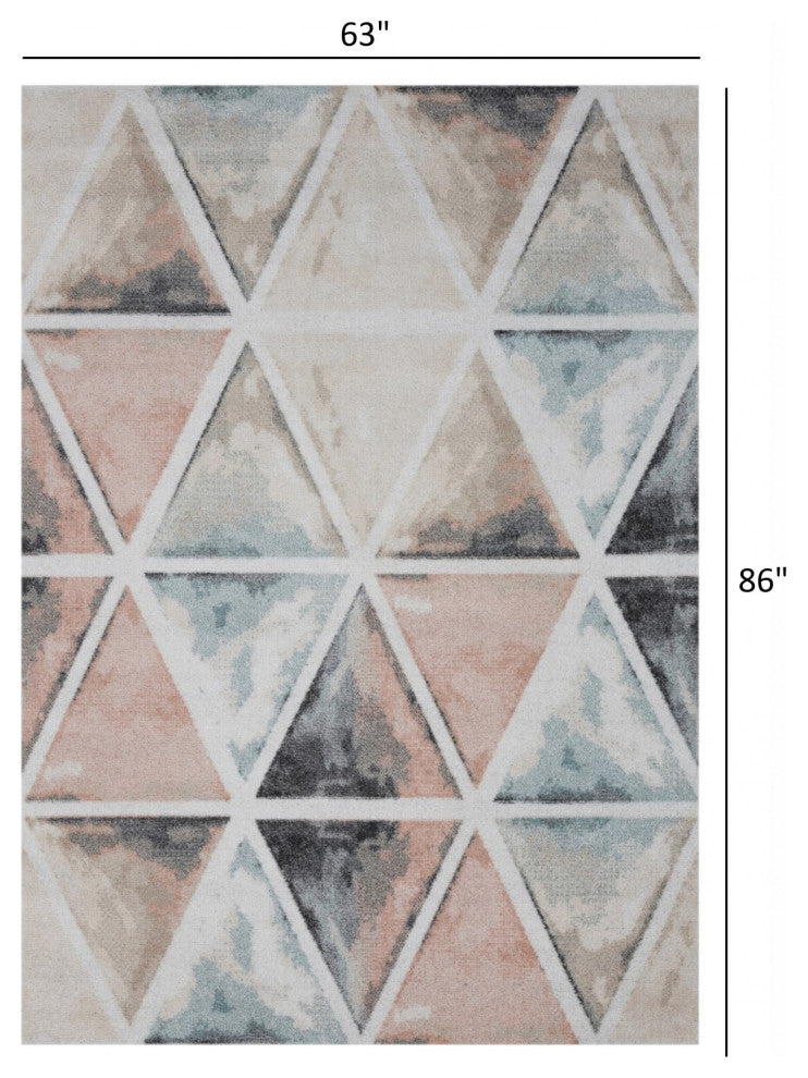 5" x 7" Ivory Watercolored Prism Area Rug