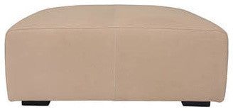Cayo Leather Ottoman, Finish: Ebony, Leather: Indigo Mist