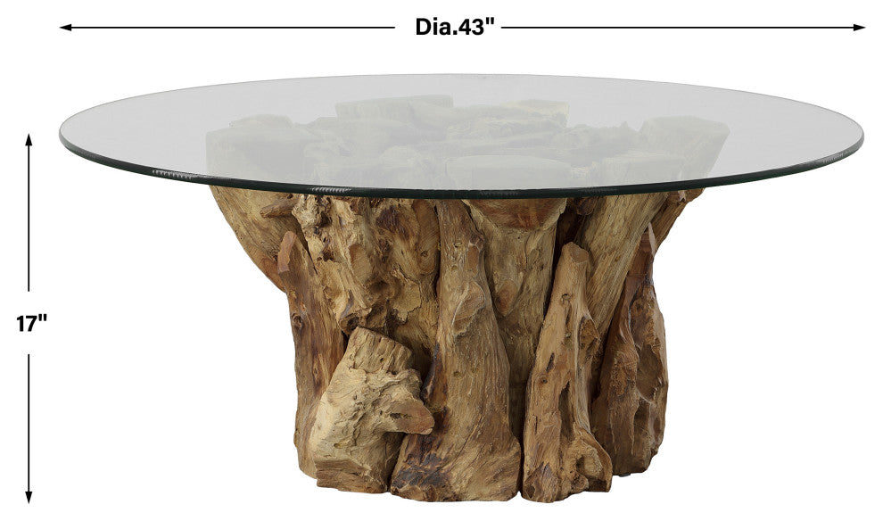 Uttermost Driftwood Glass Top Large Coffee Table