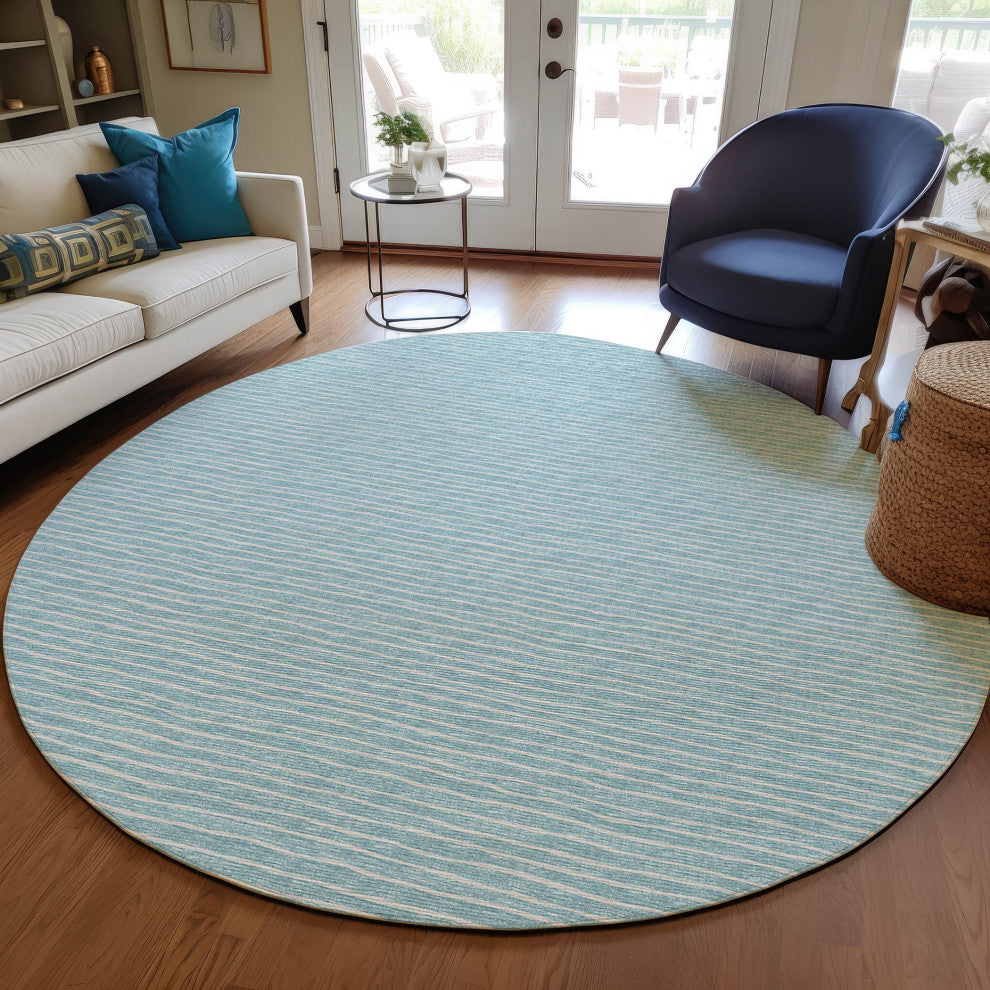 Indoor/Outdoor Laidley LA1 Sky Blue Machine Washable 10' x 10' Rug