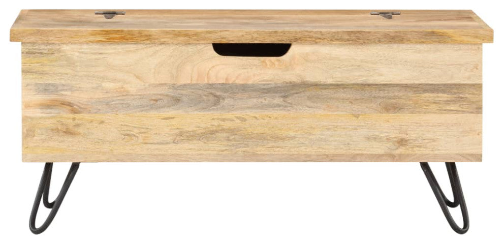 vidaXL Solid Mango Wood Chest 17.7" Storage Box Bench Hall Wooden Cabinet