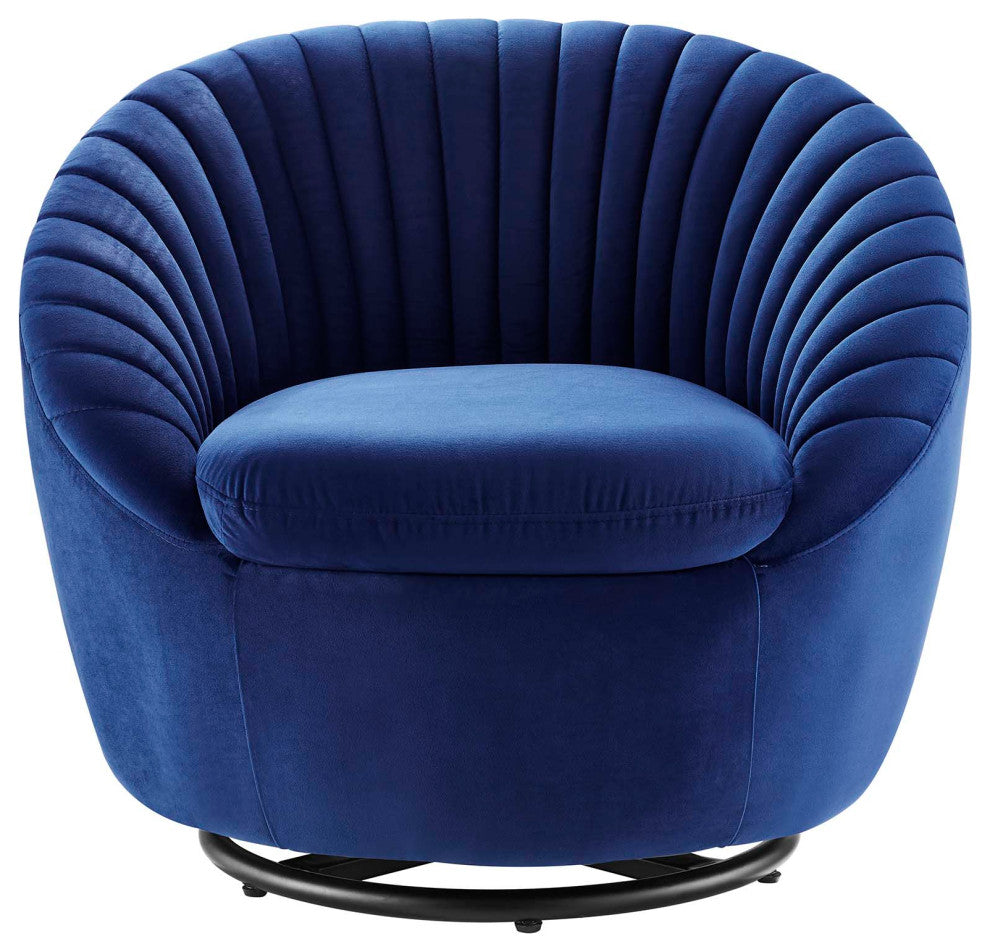 ArmTufted Chair Swivel Accent Tufted Chair, Black Blue Navy, Velvet, Modern